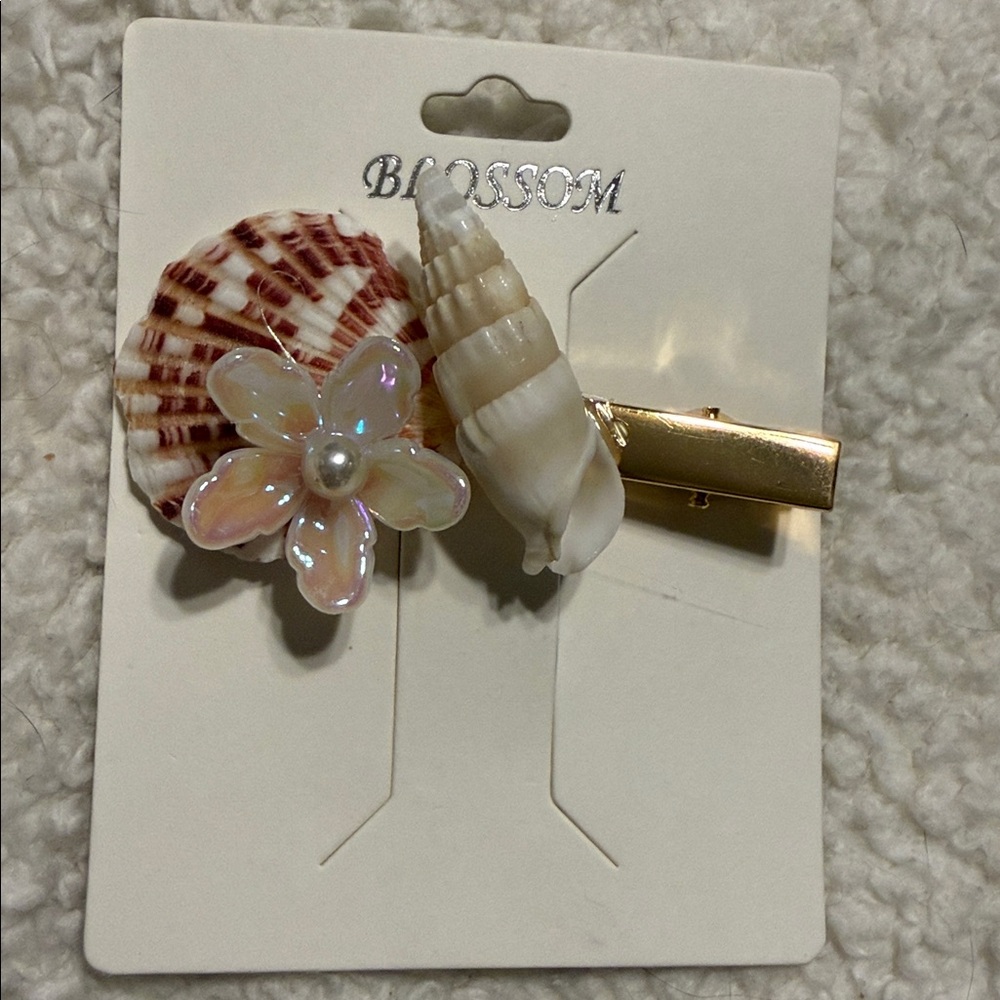 Seashell and Flower Hair Clip